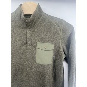 REI Mens Sweater Knit Snap T Pullover Olive Green Heather Mens Large Gorpcore